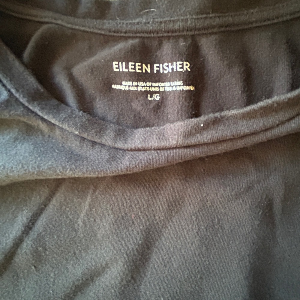 Eileen Fisher Sleeveless Shift Dress Large Black Organic Cotton Stretch - Picture 3 of 6